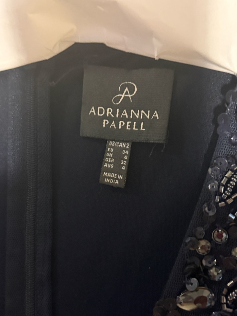 Adrianna Papell Navy Beaded Cap-Sleeve Maxi Dress - Picture 3 of 4